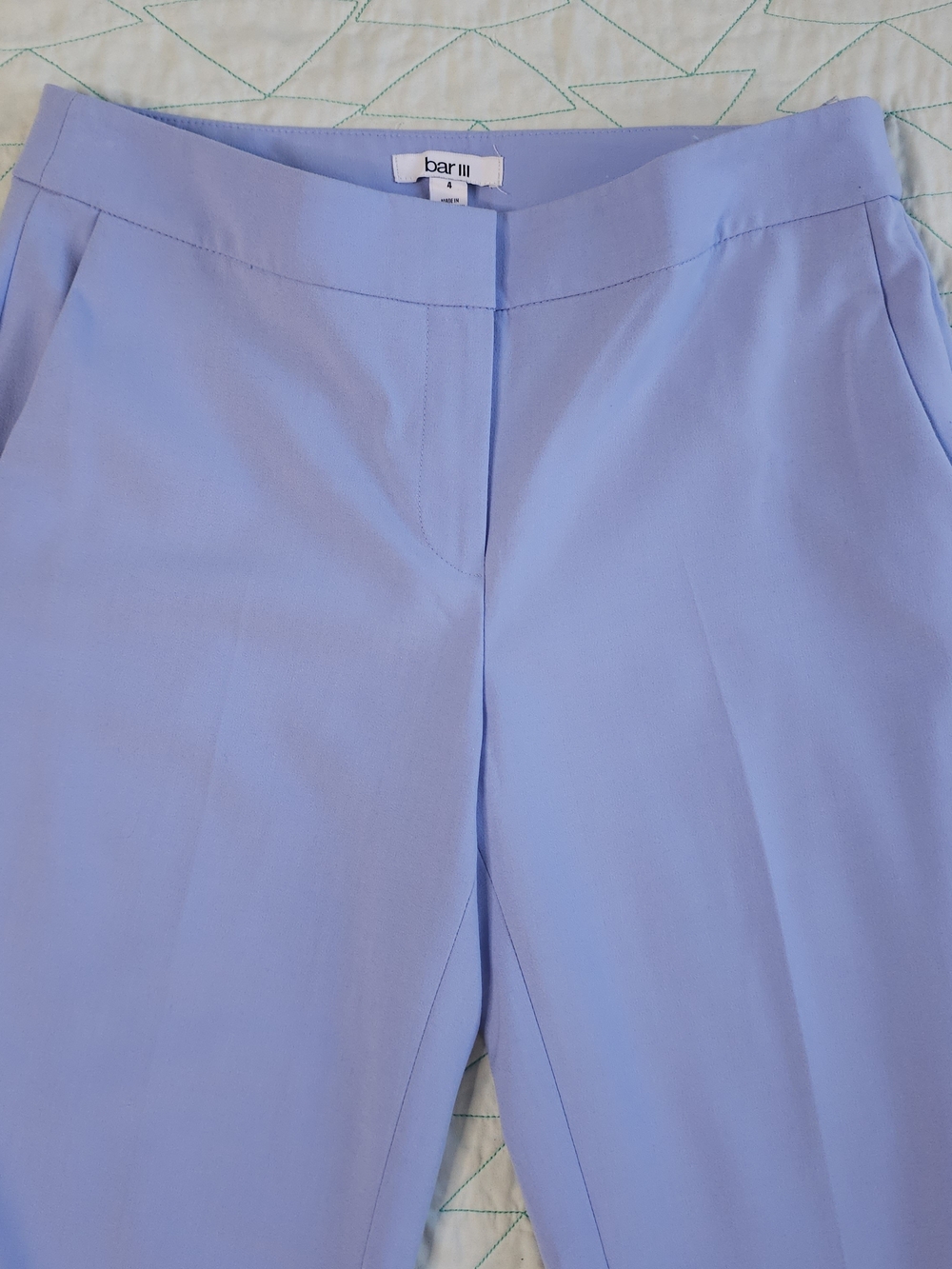 Bar III Blue Flat Front Straight Leg Career Preppy Dress Pants - Picture 2 of 5